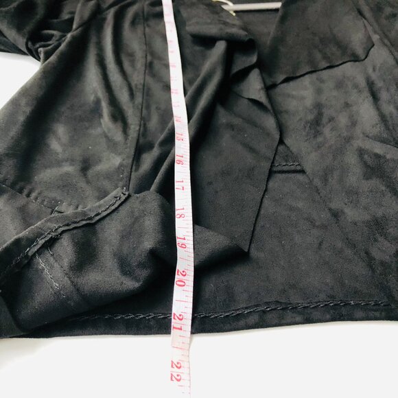Max Studio Faux Suede Open Front Draped Jacket Black Size S Pocket Stretchy - Picture 10 of 15